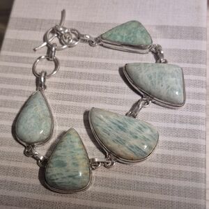 Blue Green Azurite Agate bracelet 7 to 8 inch